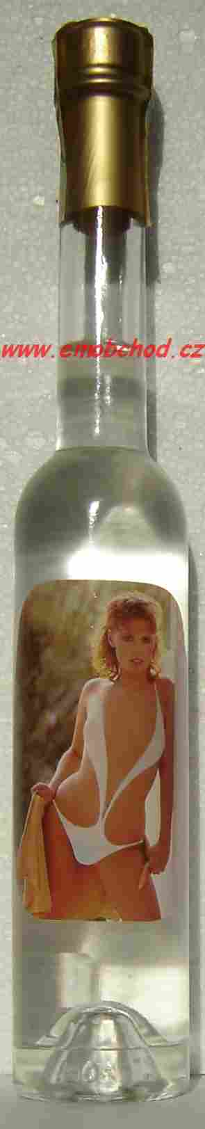 Štíhlá láhev 0,2l, moravská slivovice se sexy svlíkačkou
