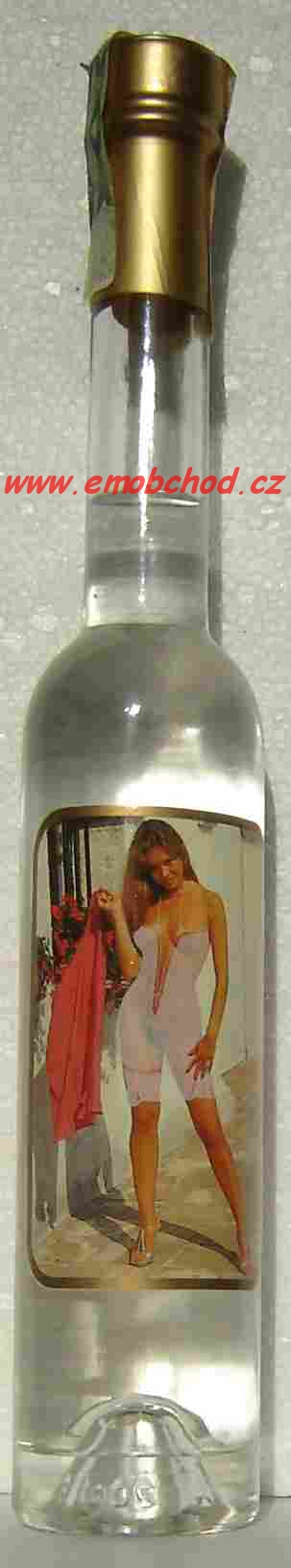 Štíhlá láhev 0,2l, moravská slivovice se sexy svlíkačkou