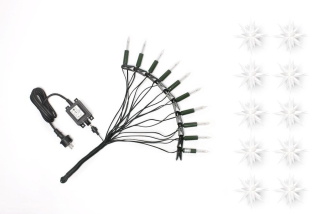 Řetěz z 10 moravských bílých hvězd A1s, 12 m, LED